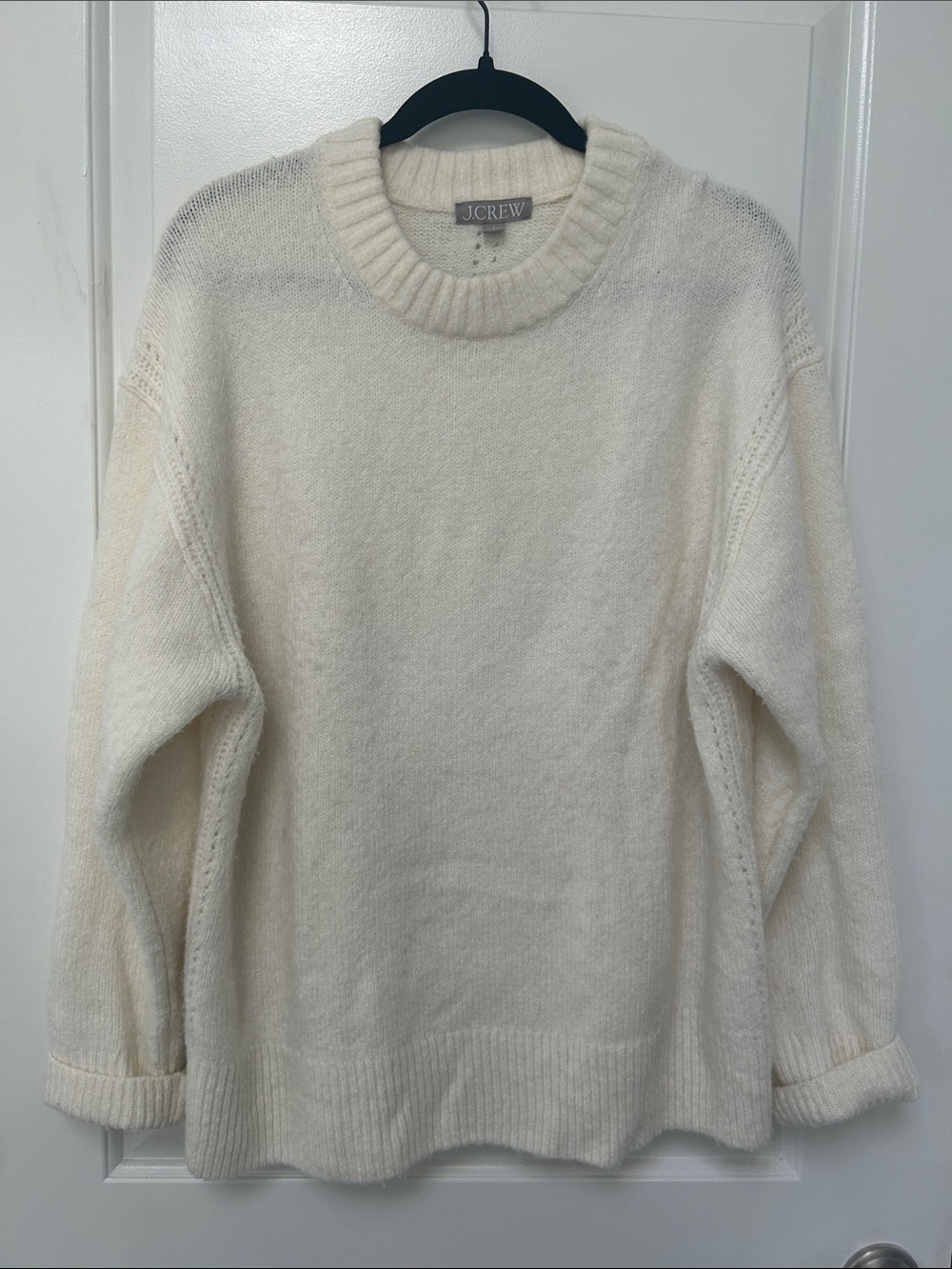 J. Crew Oversized Ivory Crewneck Sweater